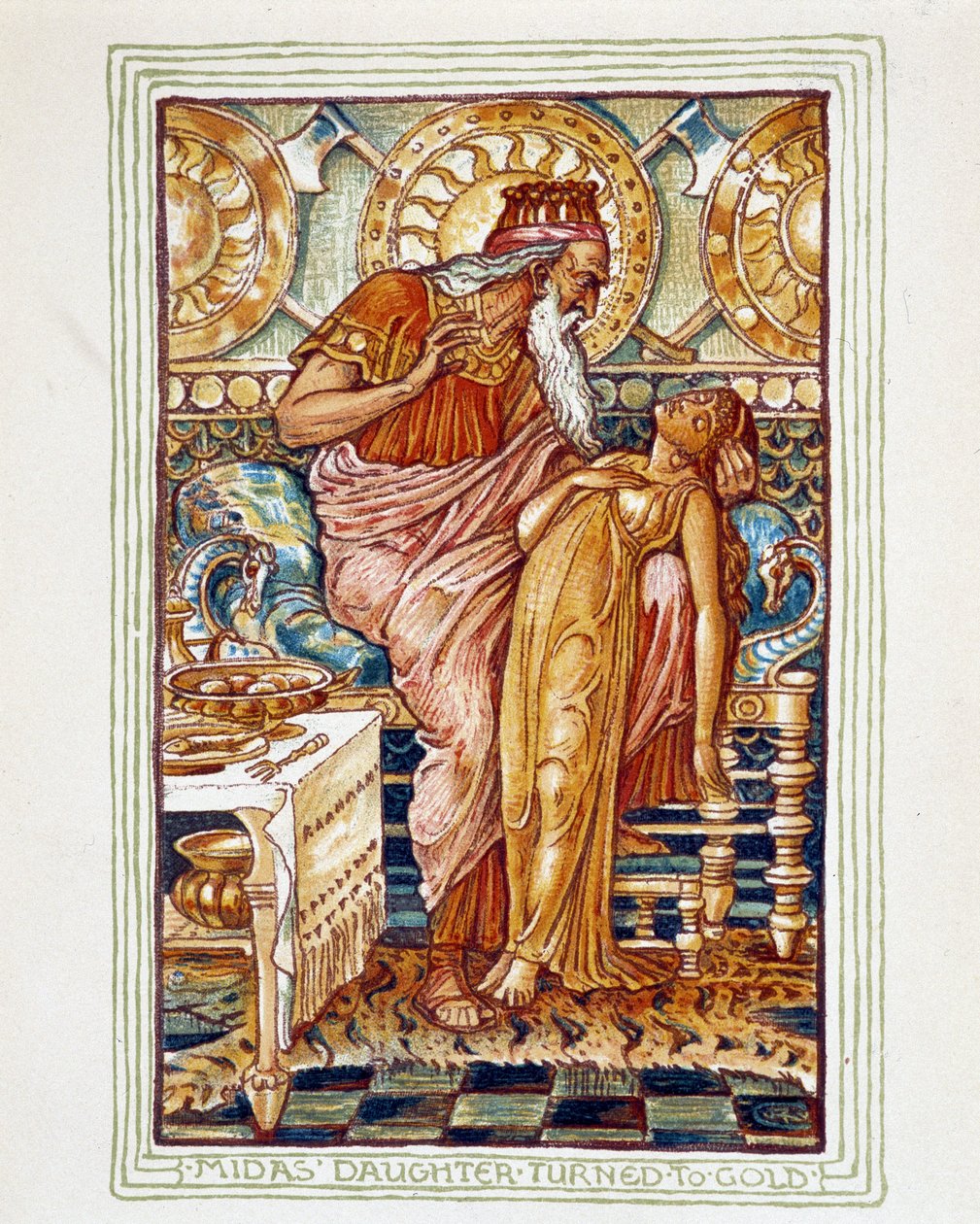 Midas promění svou dceru ve zlato – v „Zázračné knize pro dívky a chlapce“ od Walter Crane