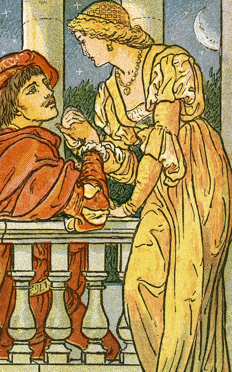 Now, Oh, Now, I Needs Must Part, ilustrace písně z Pan-Pipes, A Book of Old Songs, nově aranžované as doprovody Thea. Marzials, publikoval v Londýně George Routledge & Sons, 1884 ( od Walter Crane