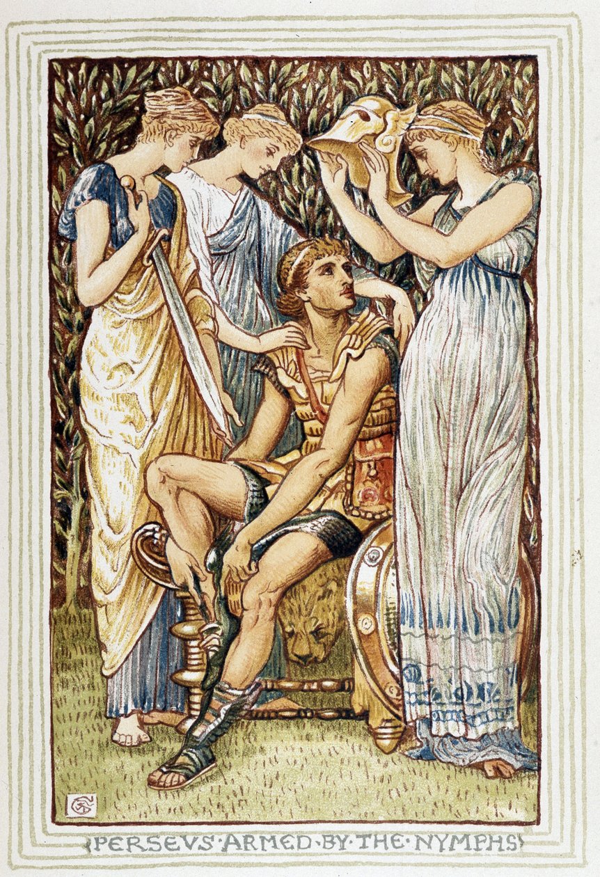 Persee Weapon od Nymphs – v knize „Zázračná kniha pro dívky a chlapce““ od Waltera Cranea (1845-1915) od Walter Crane