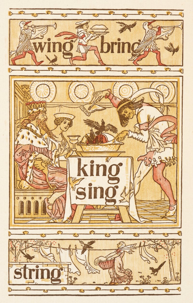 Rýmovaná slova končící na písmeno G. Kosi v koláči. Mycí linka. Zlatý základ. od Walter Crane