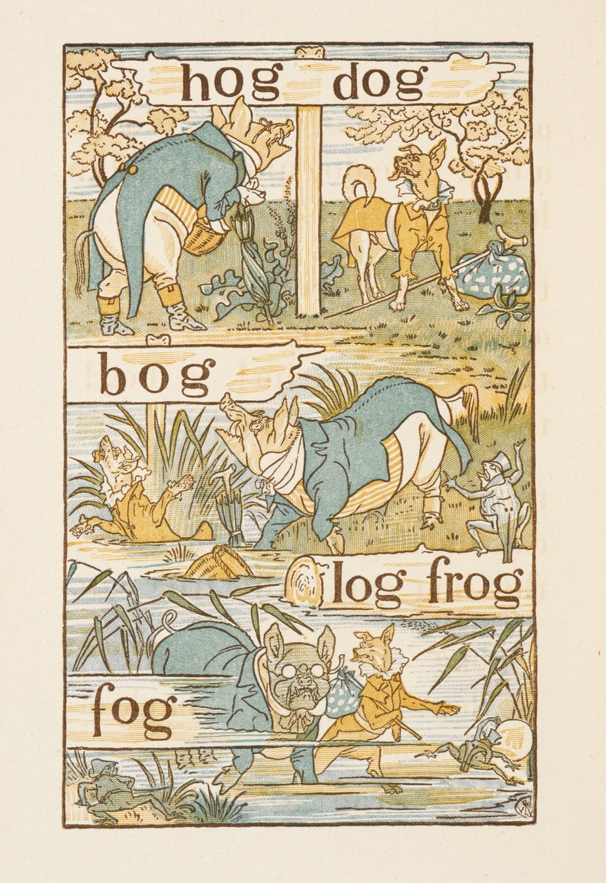 Rýmovaná slova končící na písmeno G. The Golden primer. od Walter Crane