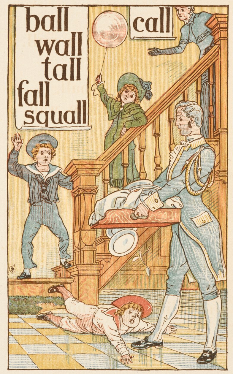 Rýmovaná slova končící na písmeno L. Děti a komorník. Zlatý základ. od Walter Crane