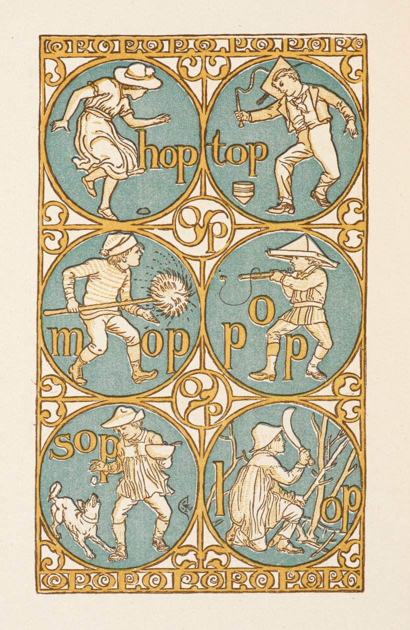 Rýmovaná slova končící na písmeno P. The Golden primer. od Walter Crane