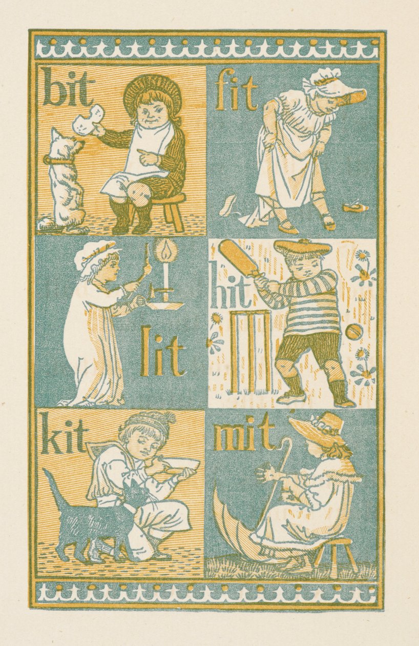 Rýmovaná slova končící na písmeno T. The Golden primer od Walter Crane
