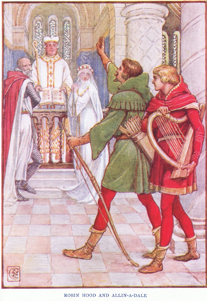 Robin Hood a Alan-a-Dale, kolem roku 1920 od Walter Crane