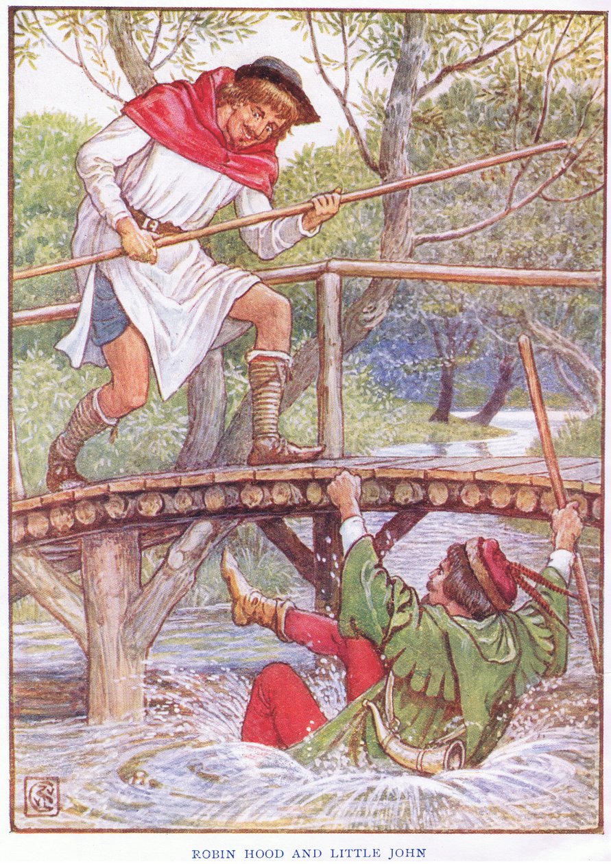 Robin Hood a Malý John, cca 1920 od Walter Crane