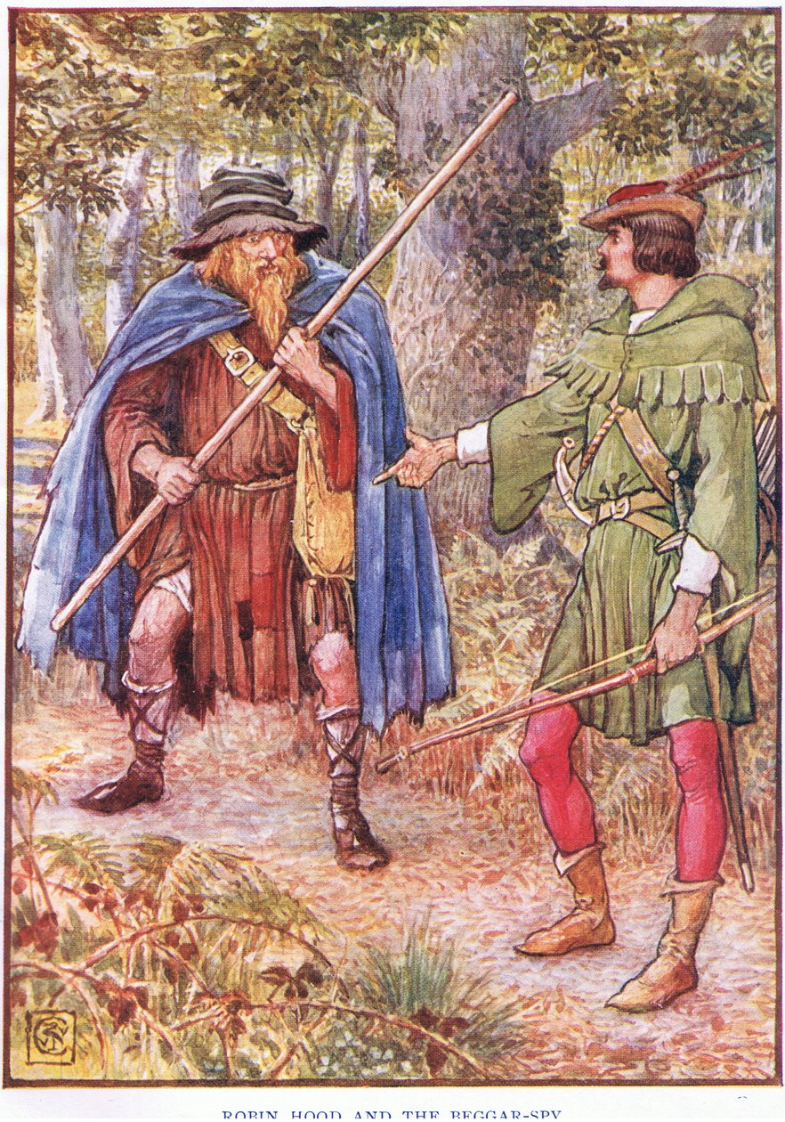 Robin Hood a žebrák, cca 1920 od Walter Crane