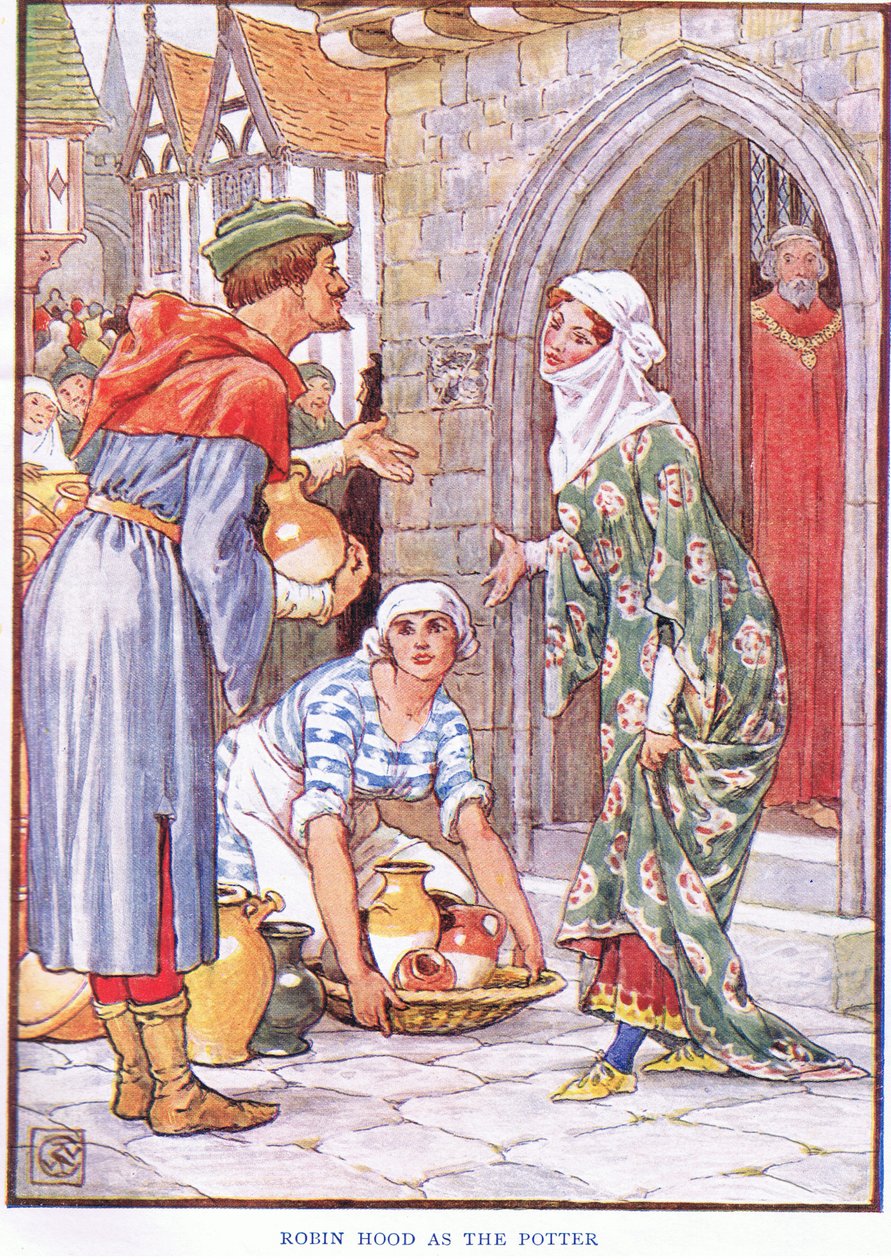 Robin Hood jako hrnčíř, kolem roku 1920 od Walter Crane