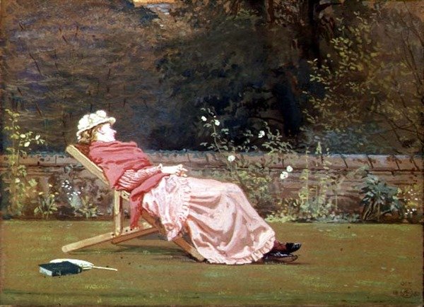 Rosalind, hraběnka z Carlisle (1845-1921) v zahradě v Naworth od Walter Crane