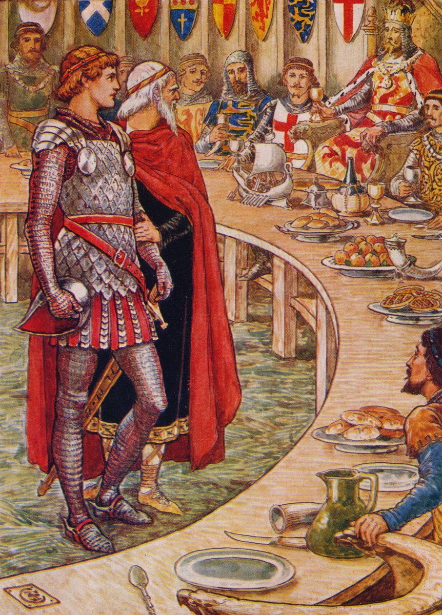 Sir Galahad je přiveden na dvůr krále Artuše, 1911. od Walter Crane