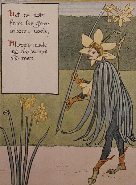 Jonquil z „Květinové fantazie ve staré anglické zahradě“ od Walter Crane