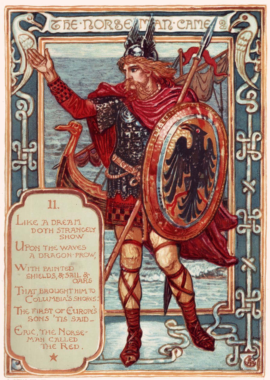 Norseman. Od: Columbias Courtship: Obrazová historie Spojených států, 1893 od Walter Crane
