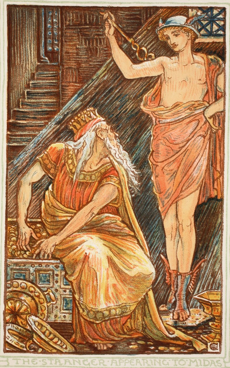 Cizinec se zjevuje Midasovi, ilustrace z 