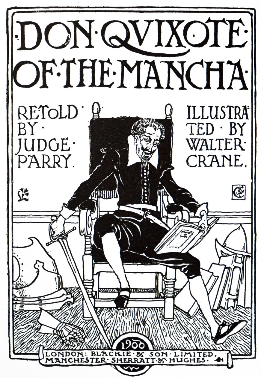 Titulní strana vydání z 20. století „Don Quijote“. od Walter Crane