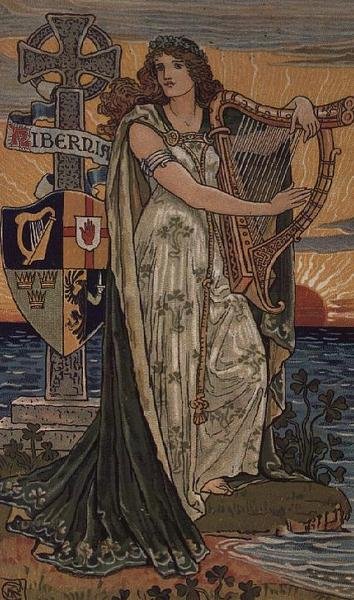 Spojené Irsko, kalendář na rok 1897, vyrobený pro Royal Ulster Works, Belfast od Walter Crane