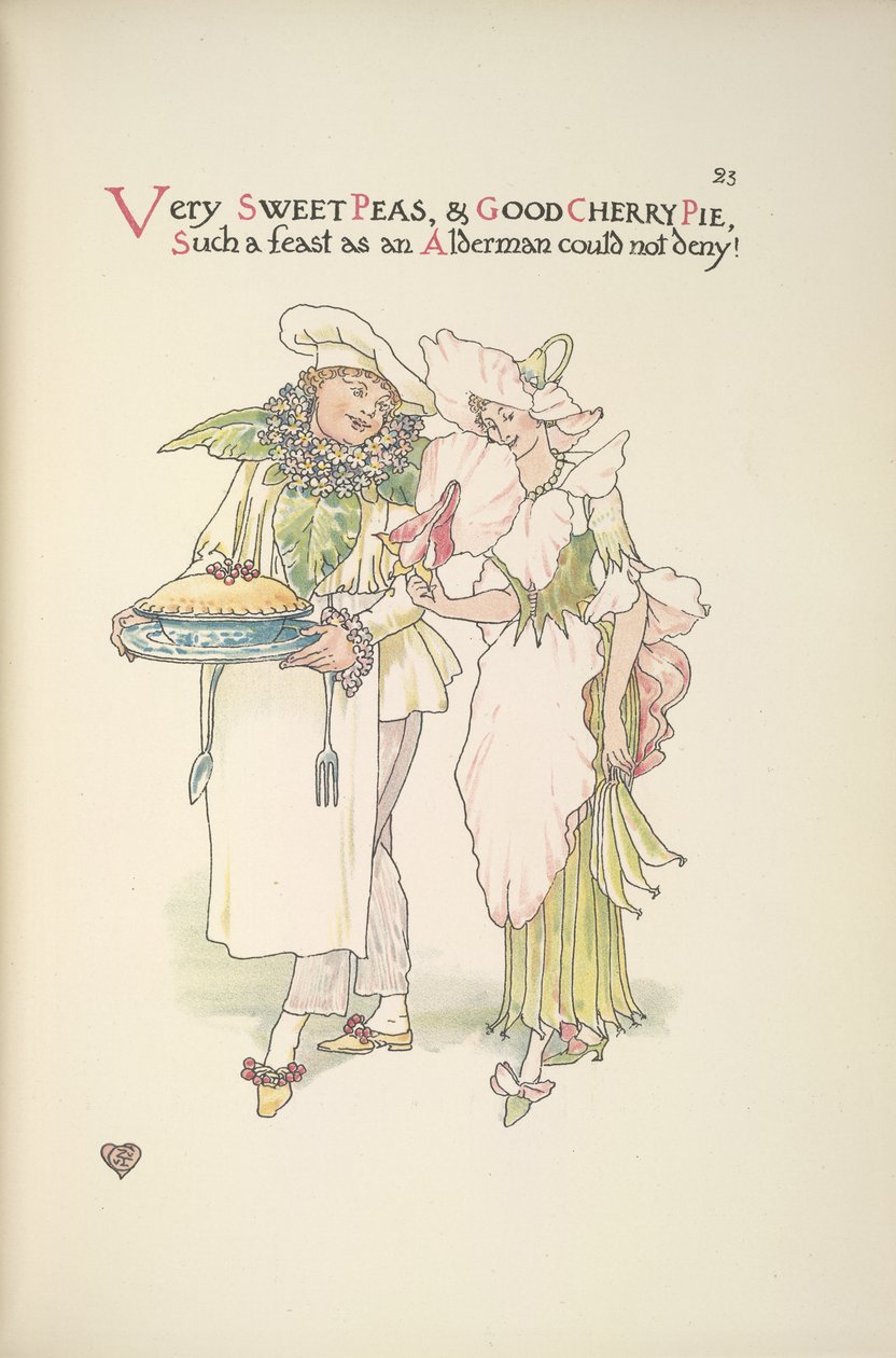 Velmi sladký hrášek a dobrý třešňový koláč, taková hostina, jakou konšel nemůže popřít! od Walter Crane