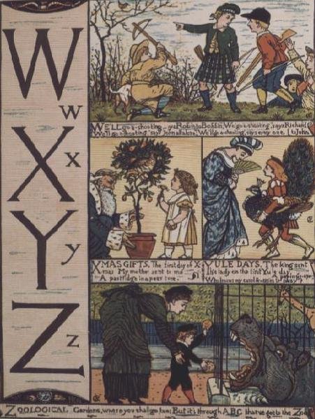 W až Z z abecedy založené na starých říkankách od Walter Crane