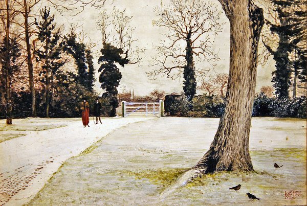 Farma tisů, Brundish Farm, Suffolk od Walter Crane