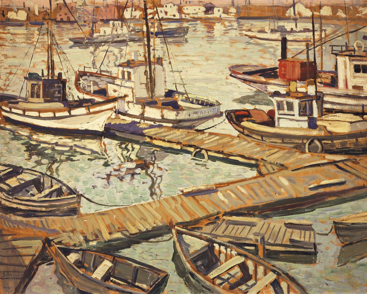 Boat Basin v Santa Barbaře od Walter Elmer Schofield