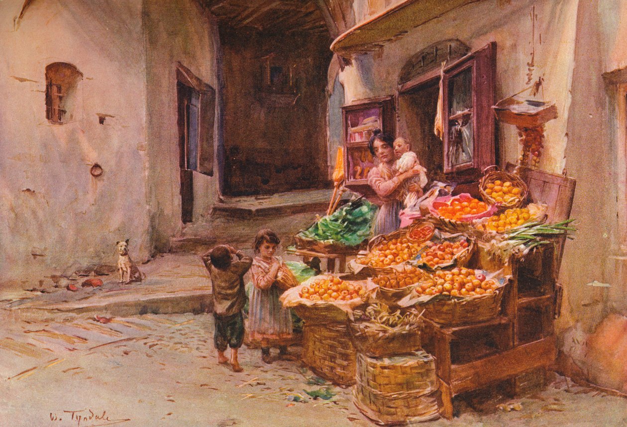 Ovocný stánek v San Remu, c1900 1913 od Walter Frederick Roofe Tyndale