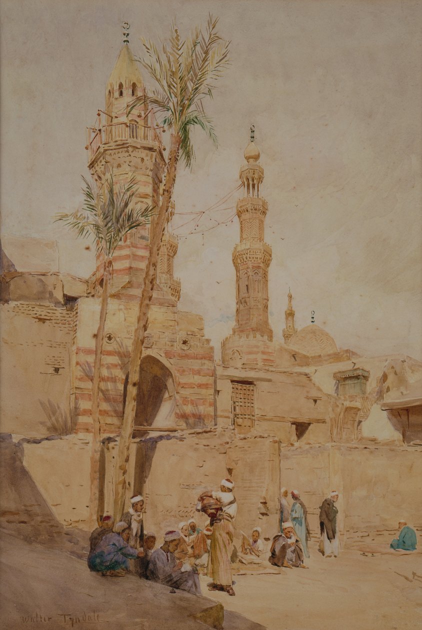 Arabská pouliční scéna, Káhira (akvarel) od Walter Frederick Roofe Tyndale