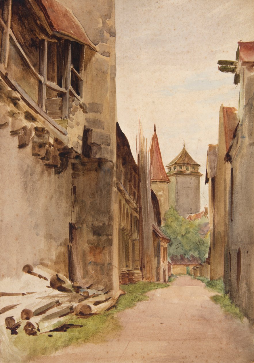 Zadní ulice, Rothenburg (akvarel) od Walter Frederick Roofe Tyndale