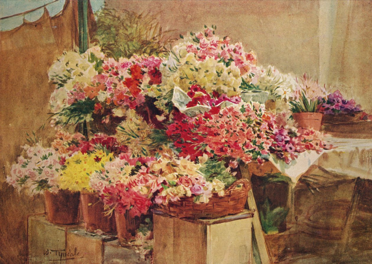 Květinový stánek v Mentone Market, c1910, 1912 od Walter Frederick Roofe Tyndale
