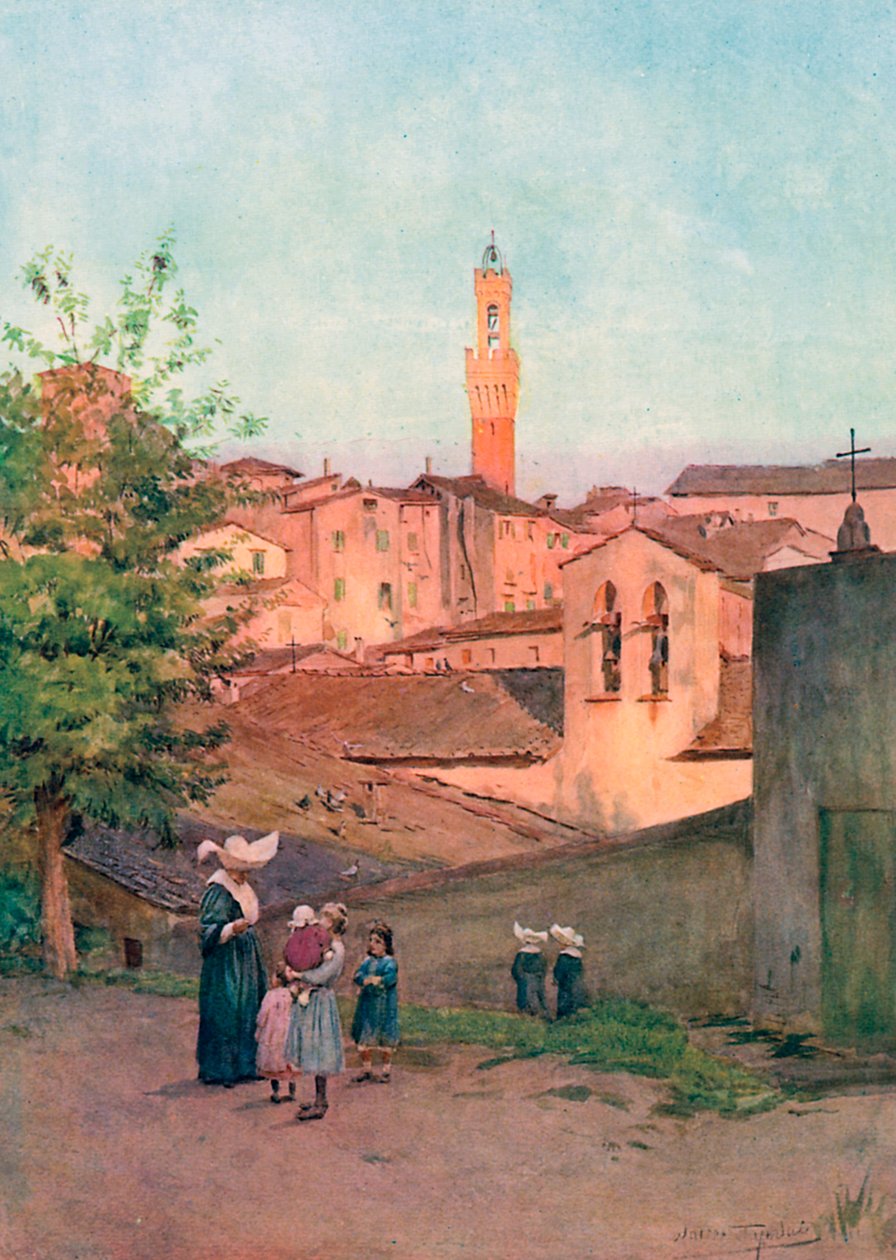 La Capella S Caterina, Siena (barevná litografie) od Walter Frederick Roofe Tyndale