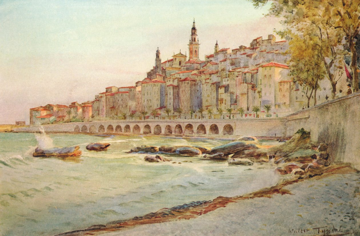 Mentone, z Garavanu, c1910, 1912 od Walter Frederick Roofe Tyndale