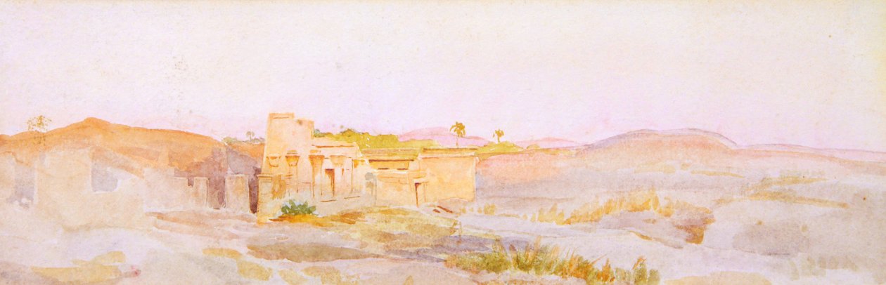 Qurna, Luxorský pohřební chrám Setyho I. (akvarel) od Walter Frederick Roofe Tyndale