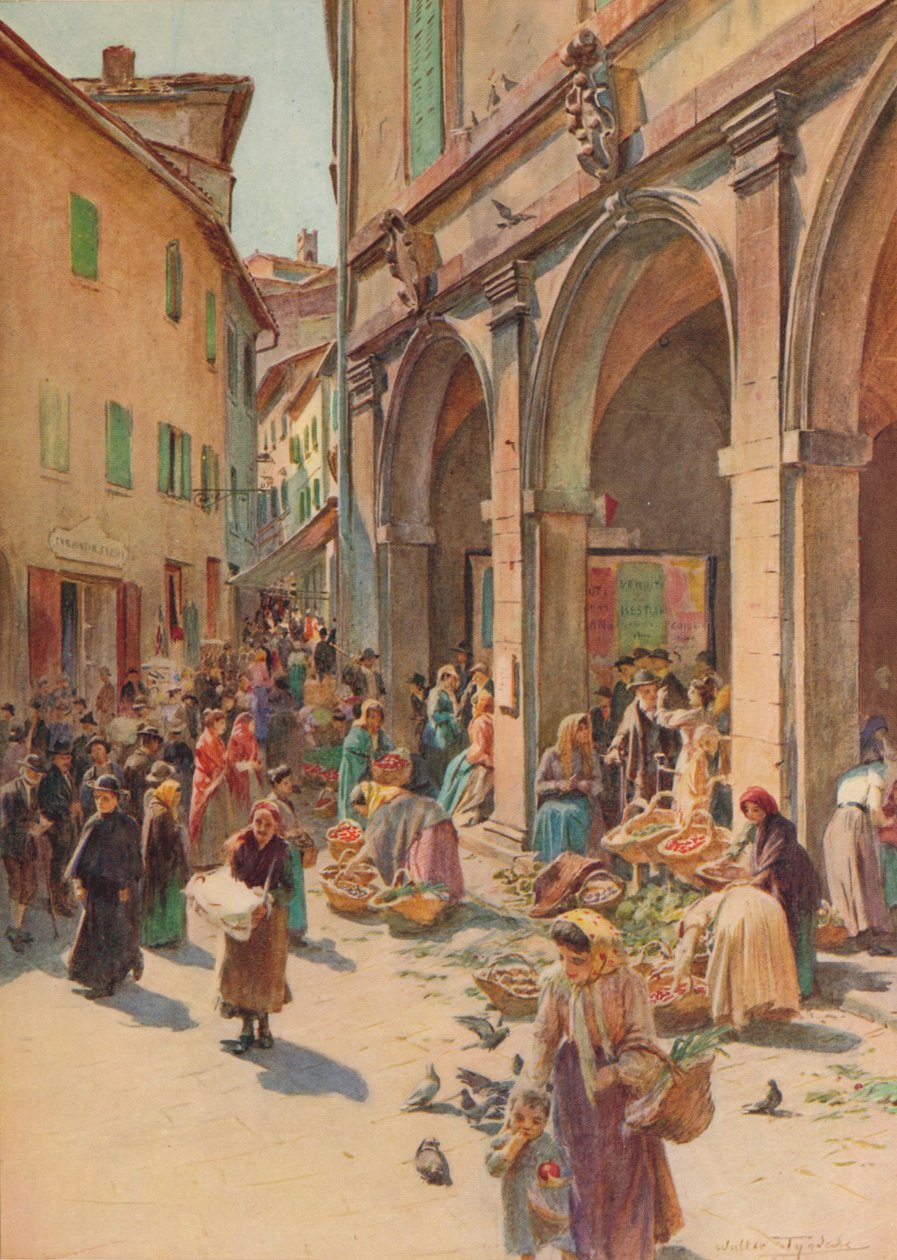 Trh v Montepulcianu, c1900 1913 od Walter Frederick Roofe Tyndale
