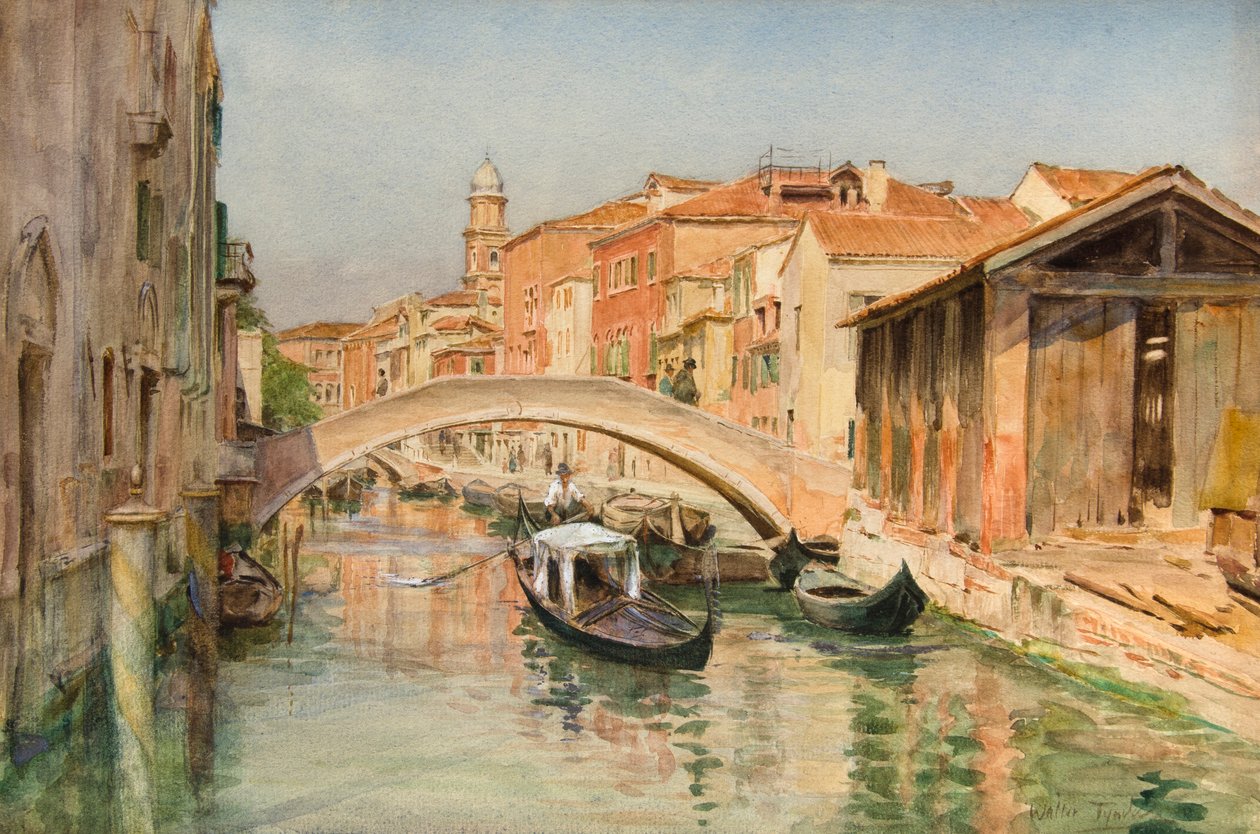 Stará loděnice na Rio del Ognissanti, Benátky (akvarel) od Walter Frederick Roofe Tyndale