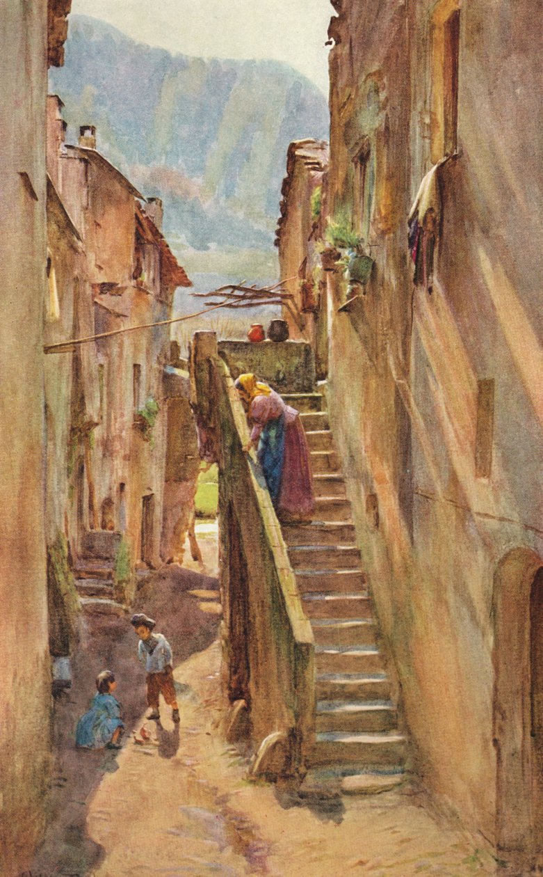 Vicolo del Ponte, Villa Nuova di Albenga, c1910, 1912 od Walter Frederick Roofe Tyndale