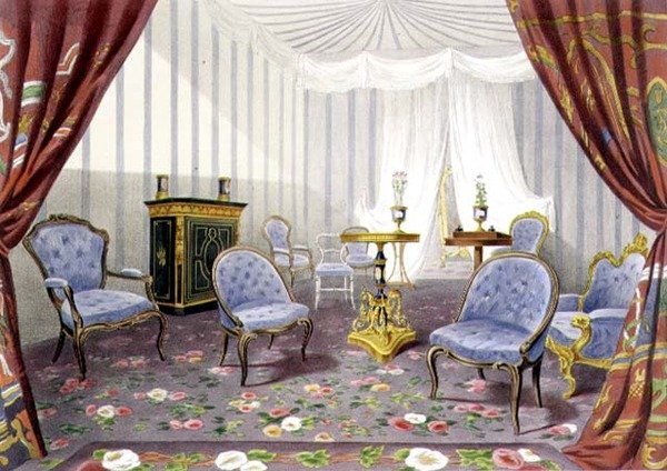Křišťálový palác, pokoj královny na odpočinek, ze vzpomínek na velkou výstavu (barevné lito) od Walter Goodall