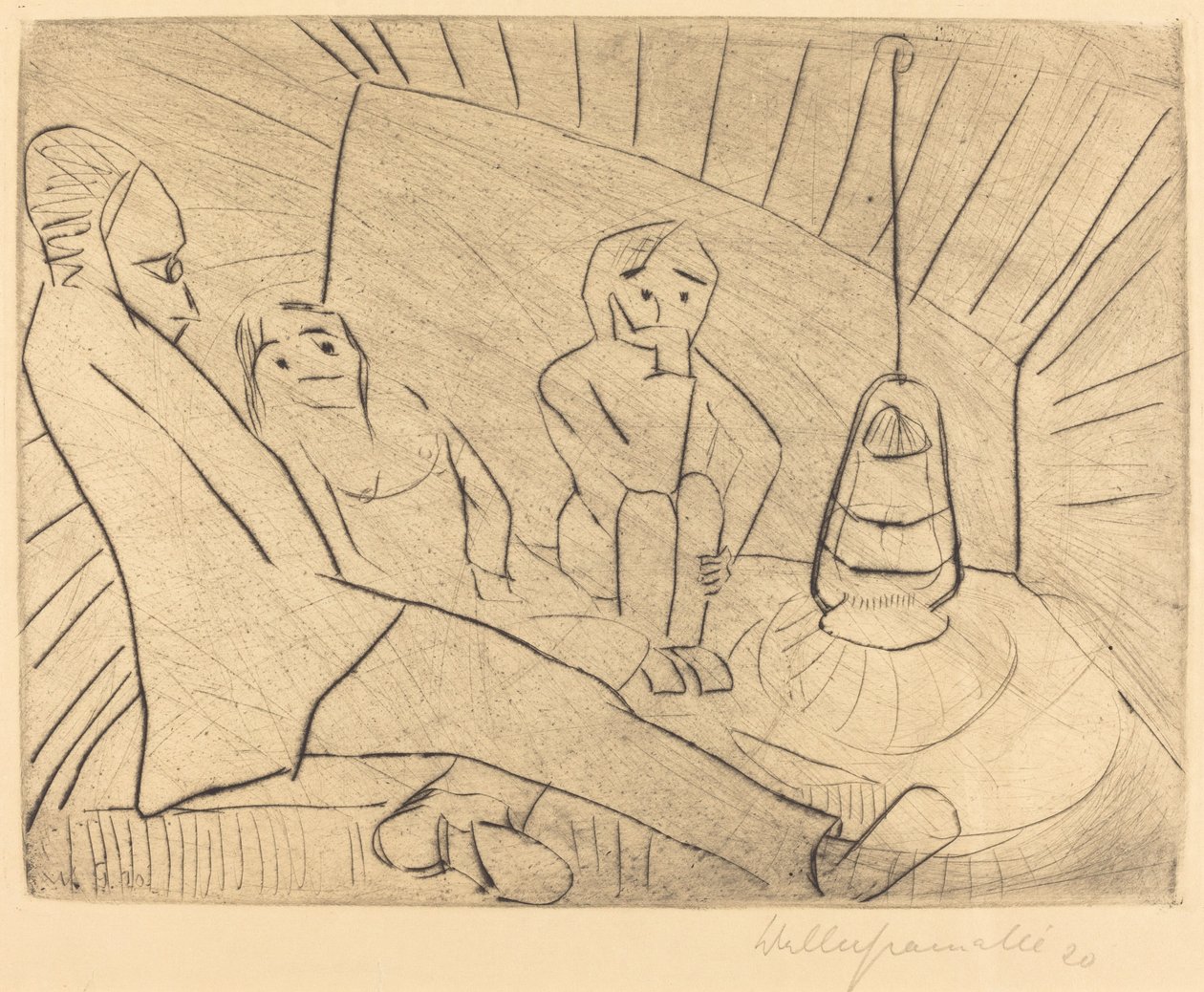 Tři lidé v ateliéru, 1920. od Walter Gramatte