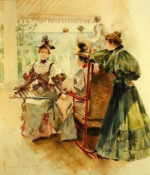 Na verandě (kvaš a akvarel na papíře) od Walter Granville Smith