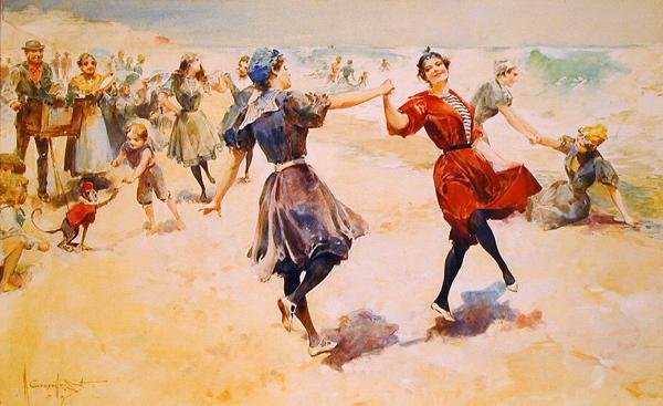 Frollicking on the Beach, cca 1897 (akvarel na ilustrační desce) od Walter Granville Smith