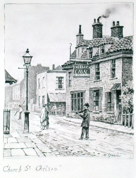 Church Street, Chelsea (inkoust na papíře) od Walter Greaves