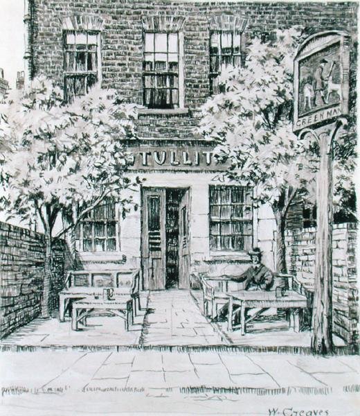 The Green Man, Beaufort Street, Chelsea (inkoust na papíře) od Walter Greaves