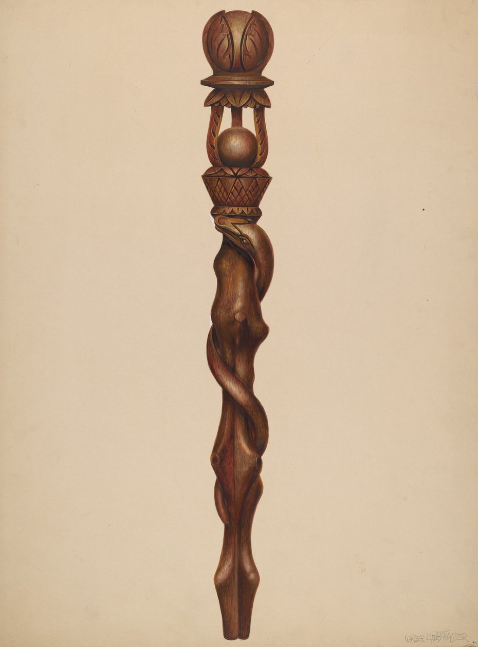 Řezbářství dřevorubce žezla, c. 1938. od Walter Hochstrasser