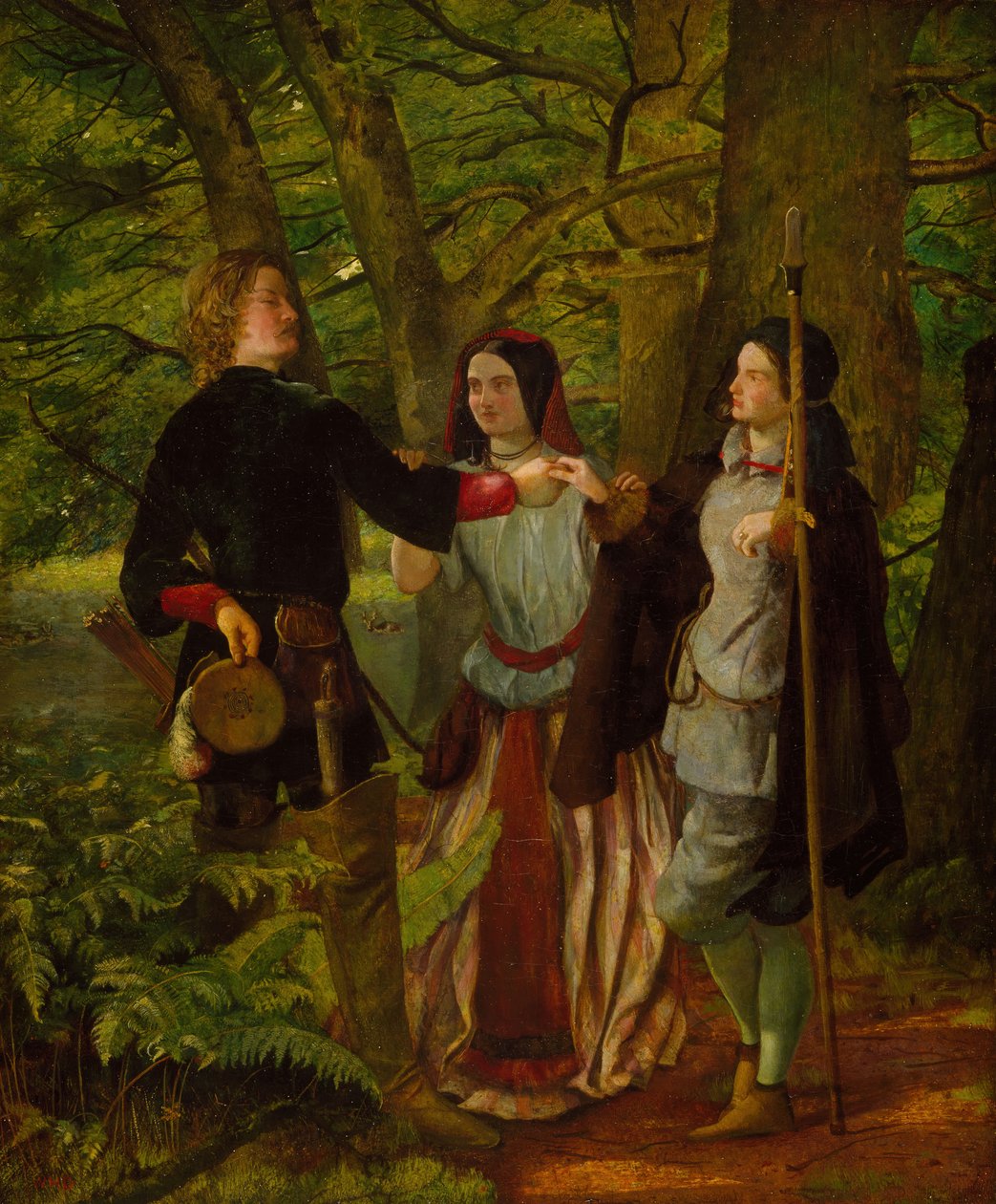 Jak se vám líbí - dějství IV, scéna I - Rosalind doučující Orlando při obřadu..., 1850 od Walter Howell Deverell