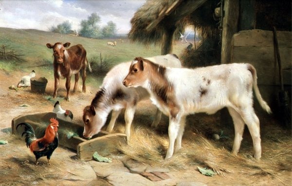 Tři telata a drůbež od Walter Hunt