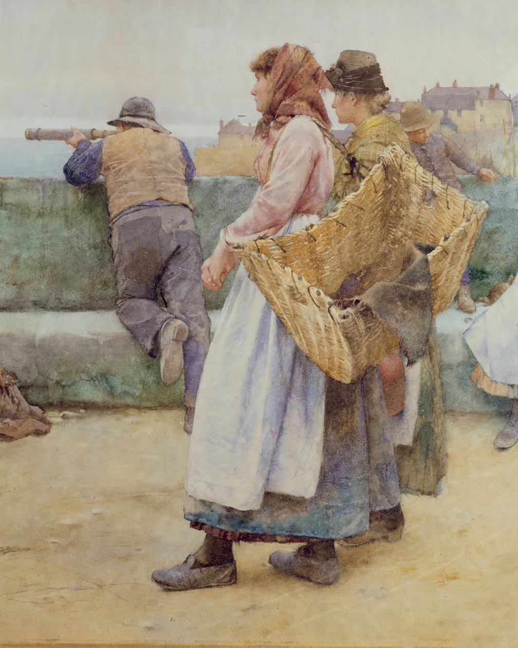 V cornwallské rybářské vesnici: Odjezd flotily na sever, detail dvou rybích manželek, 1886 (wc) (detail 77635) od Walter Langley