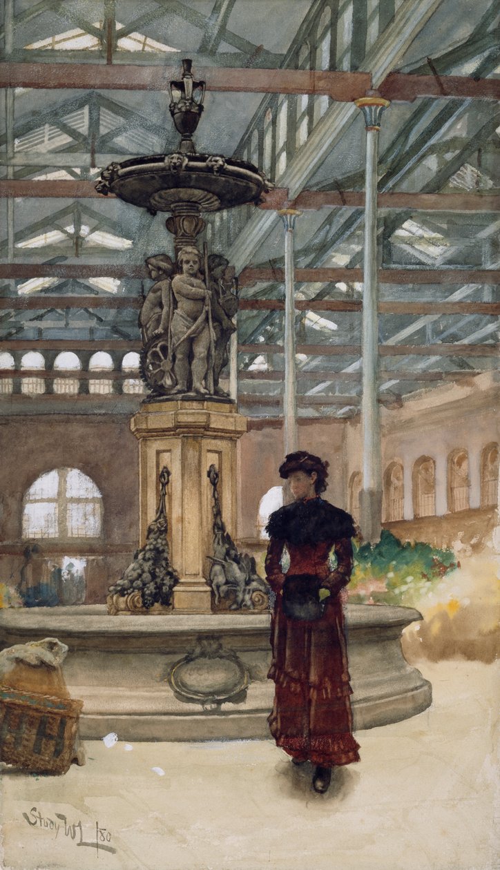 Stará tržnice a fontána, Birmingham, 1880 od Walter Langley