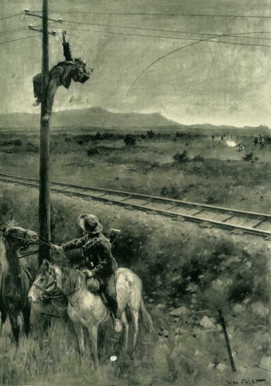„Búrové přistiženi při přeřezávání telegrafních drátů“, 1902 od Walter Paget