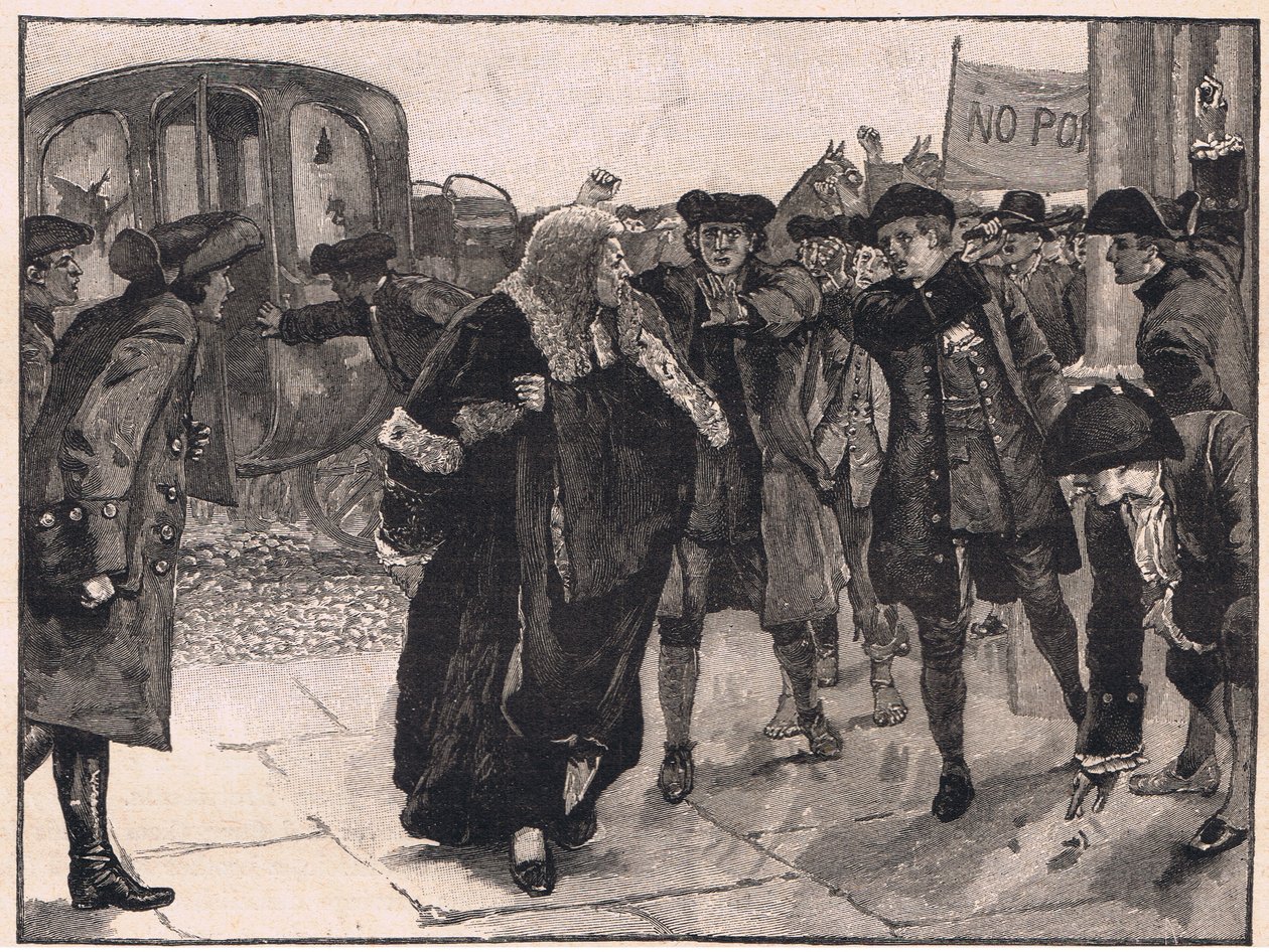 Výtržníci No Popery napadli lorda Mansfielda AD 1780 od Walter Paget