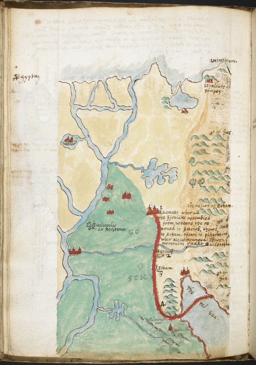 MS 57555, f.23v, Mapa severní Afriky, ze sešitu obsahujícího historický věstník, seznamy knihoven atd.; c.1606-08 (akvarel na papíře) od Walter Raleigh