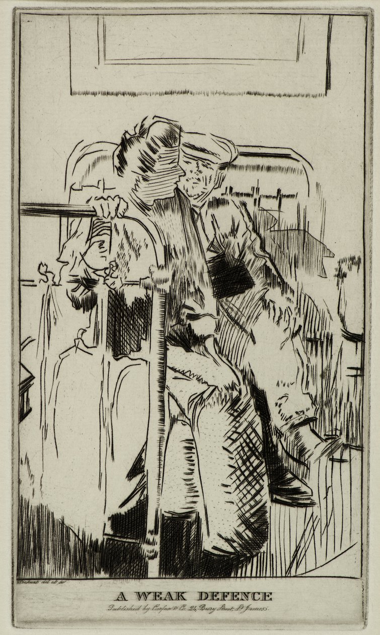 Slabá obrana, kolem roku 1911 (lept) od Walter Richard Sickert