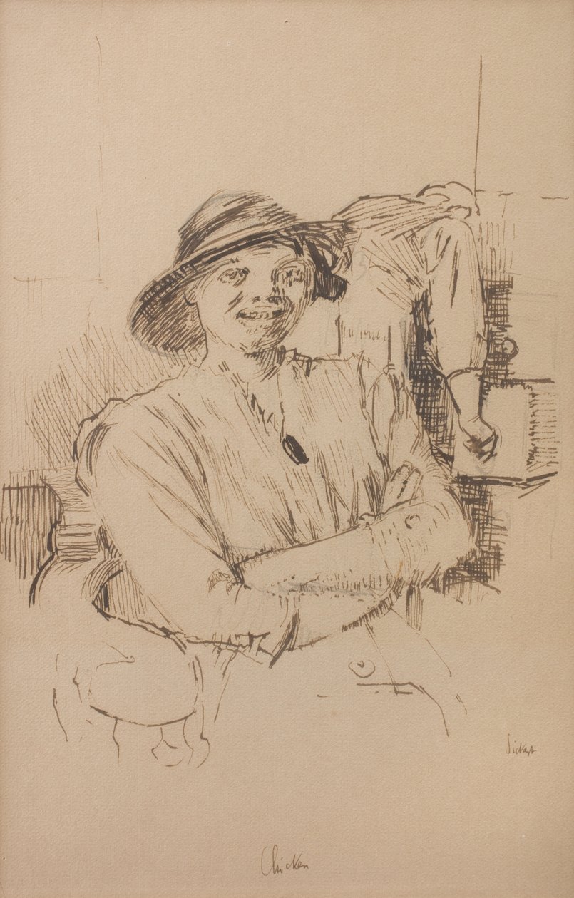 Kuře, asi 1914 (tužka, pero a sépiová tuš na papíře) od Walter Richard Sickert