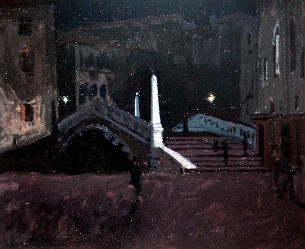 Ponte delle Guglie sul Cannaregio (Noční scéna, Benátky) cca 1896 (olej na plátně) od Walter Richard Sickert